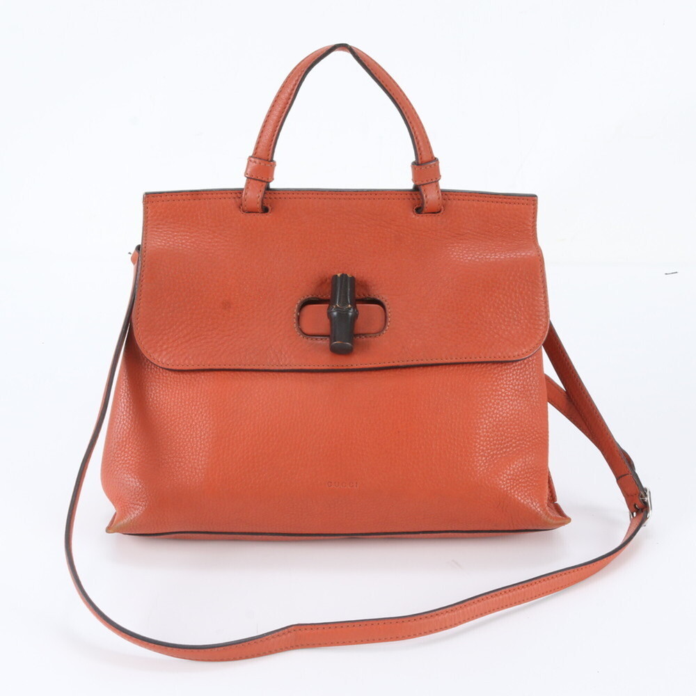 Gucci Bamboo Daily 392013 Leather 2-Way Shoulder Bag, Handbag, Crossbody Bag ...